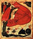 Огненное восхождение пророка Илии. Новгородская икона, XV в.