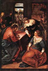 Тинторетто. Иисус в доме Марфы и Марии. 1570-75